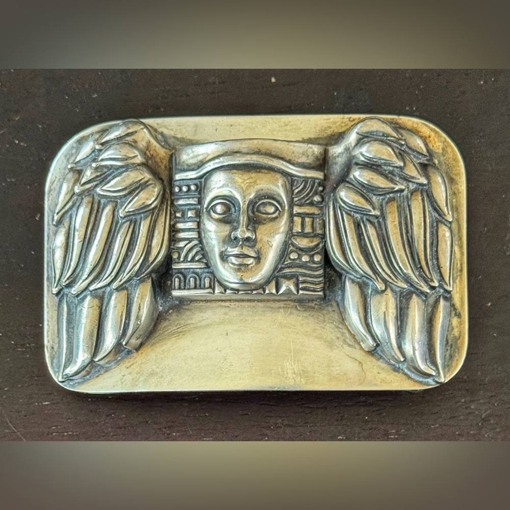 Vintage Silver Women of the World Belt Buckle. Kieselstein Cord, 1993.